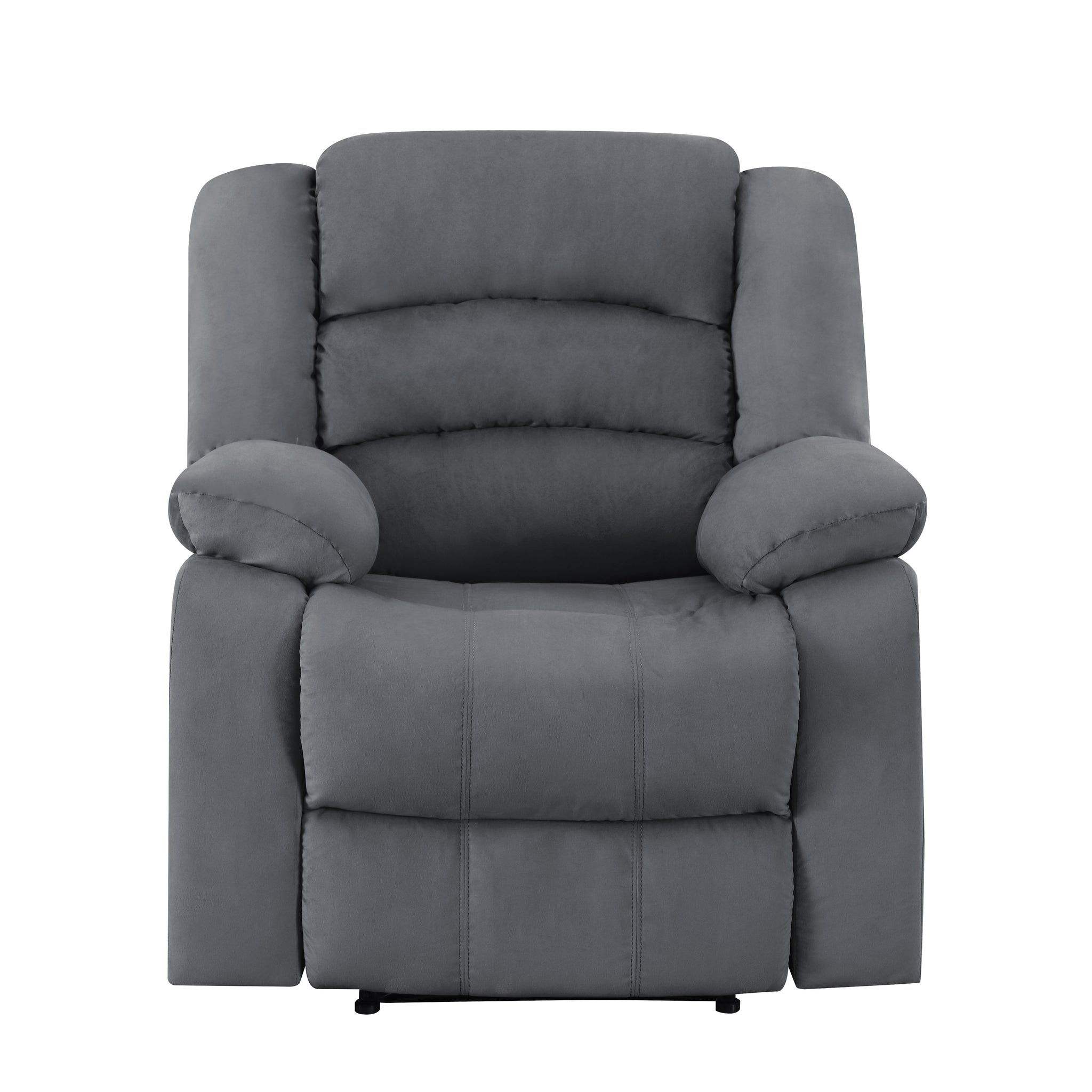 Transitional Microfiber Fabric Recliner Chair Gray Foam Fabric