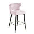 Woker Furniure Contemporary Velvet Upholstered Counter Height Stool With Gold Tipped, Black Metal Legs, 22