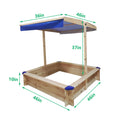 Children'S Wooden Sandbox With Adjustable Canopy, Sandpit With Covers Kids Wood Playset Outdoor Backyard Upgrade Retractable,45.3