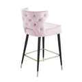 Woker Furniure Contemporary Velvet Upholstered Counter Height Stool With Gold Tipped, Black Metal Legs, 22