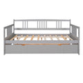 Full Size Daybed Wood Bed With Twin Size Trundle,Gray Gray Solid Wood