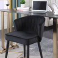 Contemporary Velvet Upholstered Counter Height Stool With Deep Channel Tufting And Gold Tipped, Black Metal Legs, 20