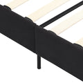King Size Upholstered Platform Bed Frame With Linen Fabric Headboard, No Box Spring Needed, Wood Slat Support, Easy Assembly, Black Black Fabric