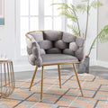 Luxury Modern Simple Leisure Velvet Single Sofa Chair Bedroom Lazy Person Household Dresser Stool Manicure Table Back Chair Gray Gray Velvet