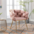 Luxury Modern Simple Leisure Velvet Single Sofa Chair Bedroom Lazy Person Household Dresser Stool Manicure Table Back Chair Pink Set Of 2 Pink Velvet