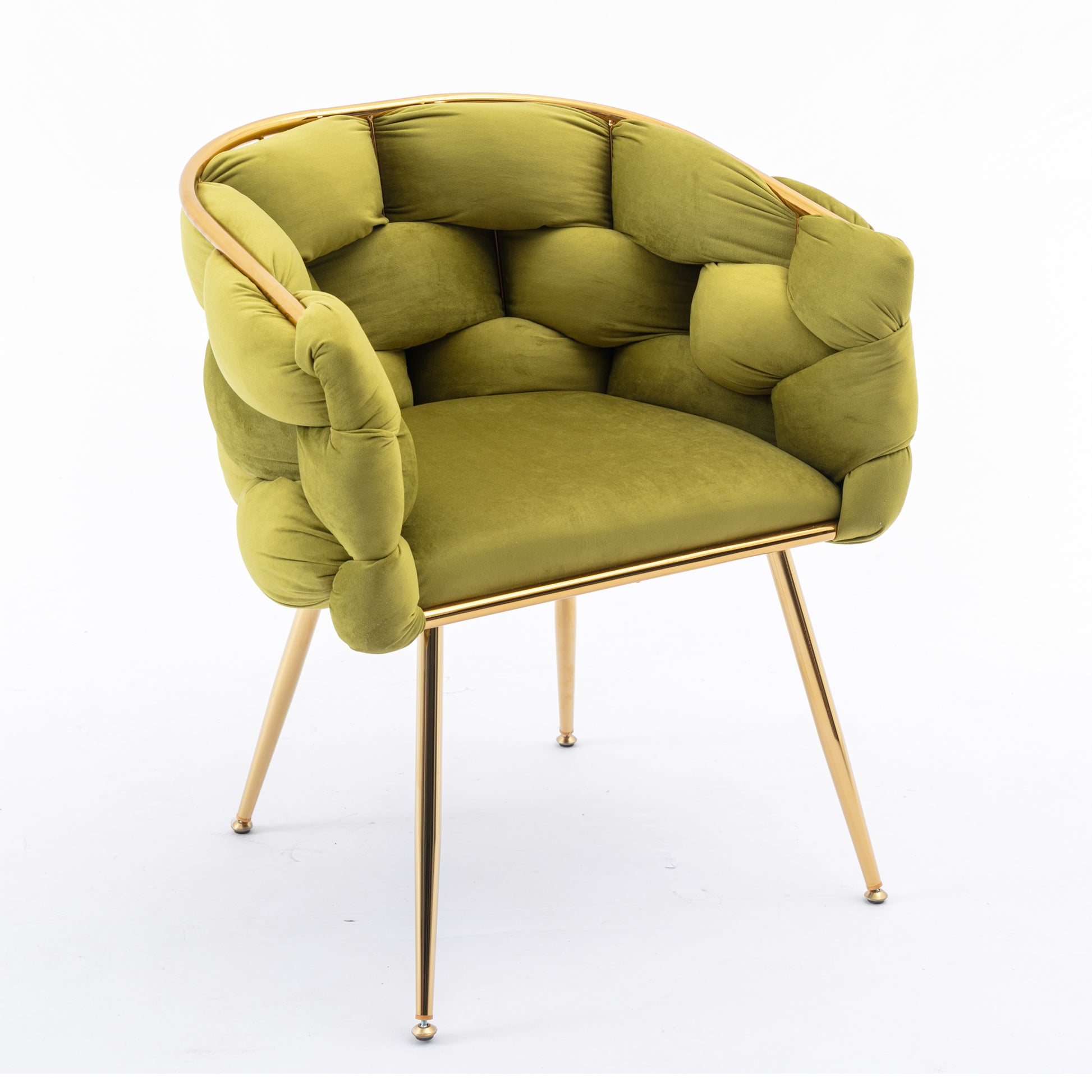 Luxury Modern Simple Leisure Velvet Single Sofa Chair Bedroom Lazy Person Household Dresser Stool Manicure Table Back Chair Olive Green Olive Green Velvet