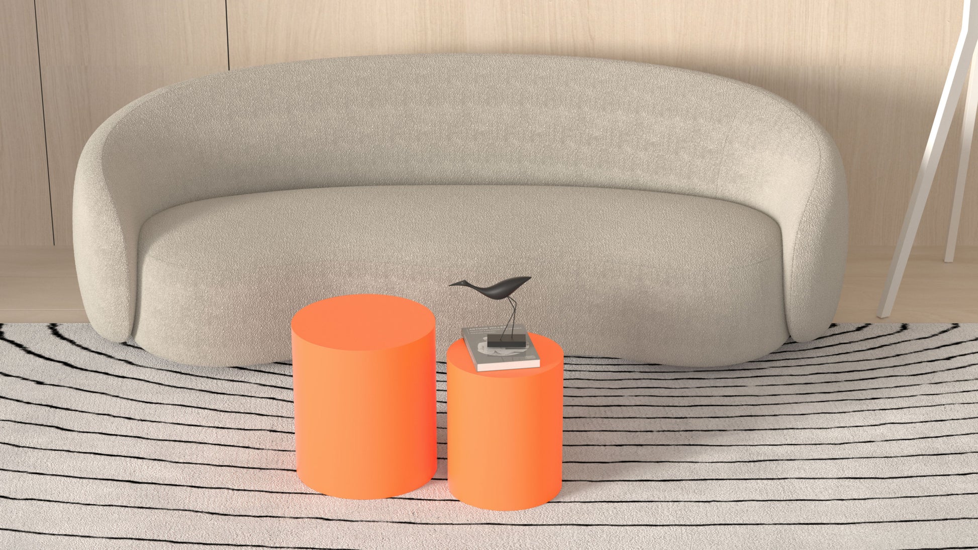 Upgrade Mdf Nesting Table Set Of 2, Mutifunctional For Living Room Small Space Goods Display, Bright Orange Orange Mdf