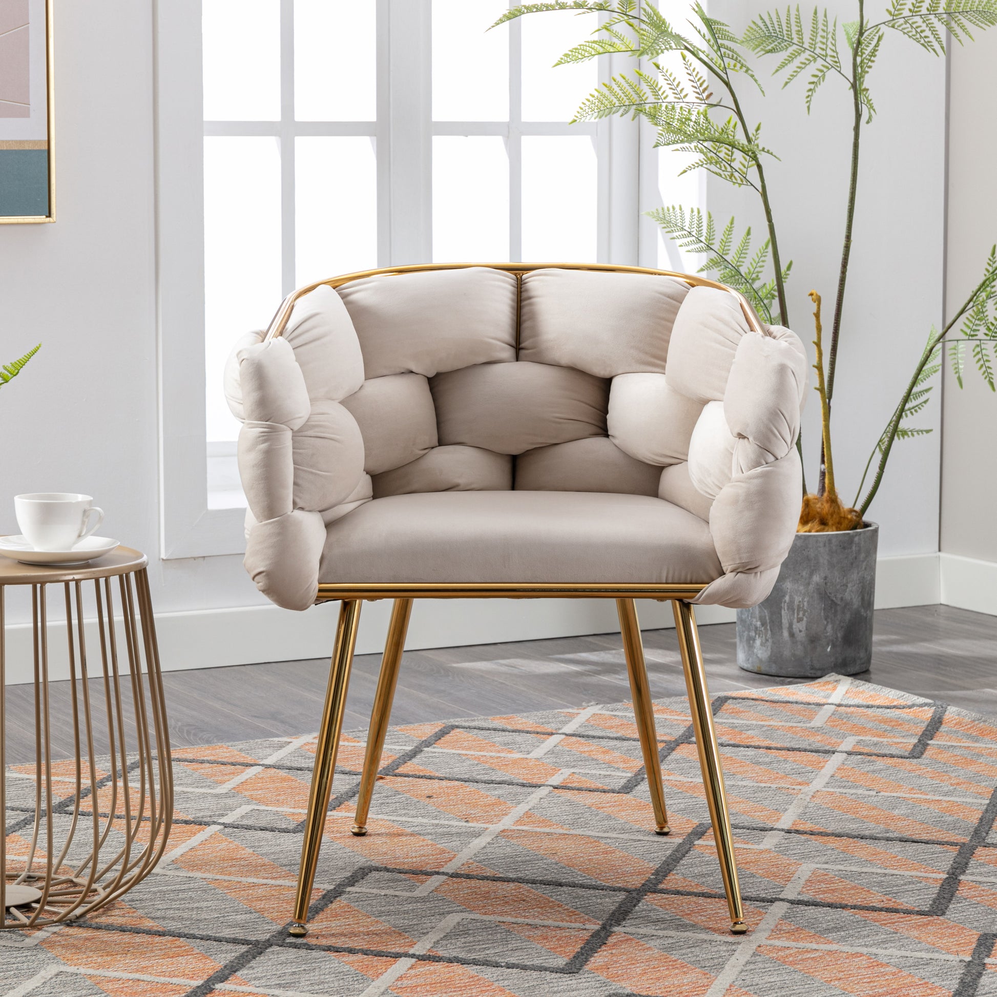Luxury Modern Simple Leisure Velvet Single Sofa Chair Bedroom Lazy Person Household Dresser Stool Manicure Table Back Chair Turquoise Set Of 2 Beige Velvet