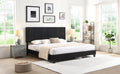 King Size Upholstered Platform Bed Frame With Linen Fabric Headboard, No Box Spring Needed, Wood Slat Support, Easy Assembly, Black Black Fabric