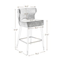 Woker Furniure Contemporary Velvet Upholstered Counter Height Stool With Gold Tipped, Black Metal Legs, 22