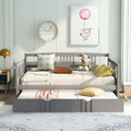 Full Size Daybed Wood Bed With Twin Size Trundle,Gray Gray Solid Wood