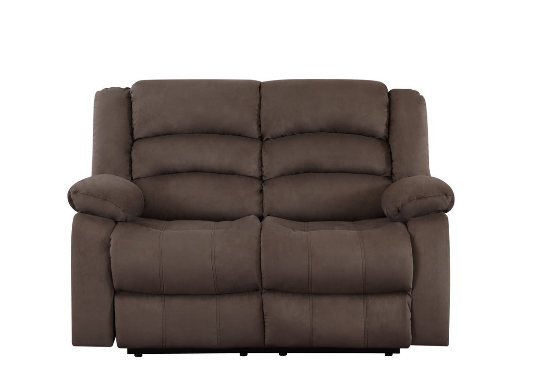 Transitional Microfiber Fabric Upholstered Loveseat Brown Foam Fabric