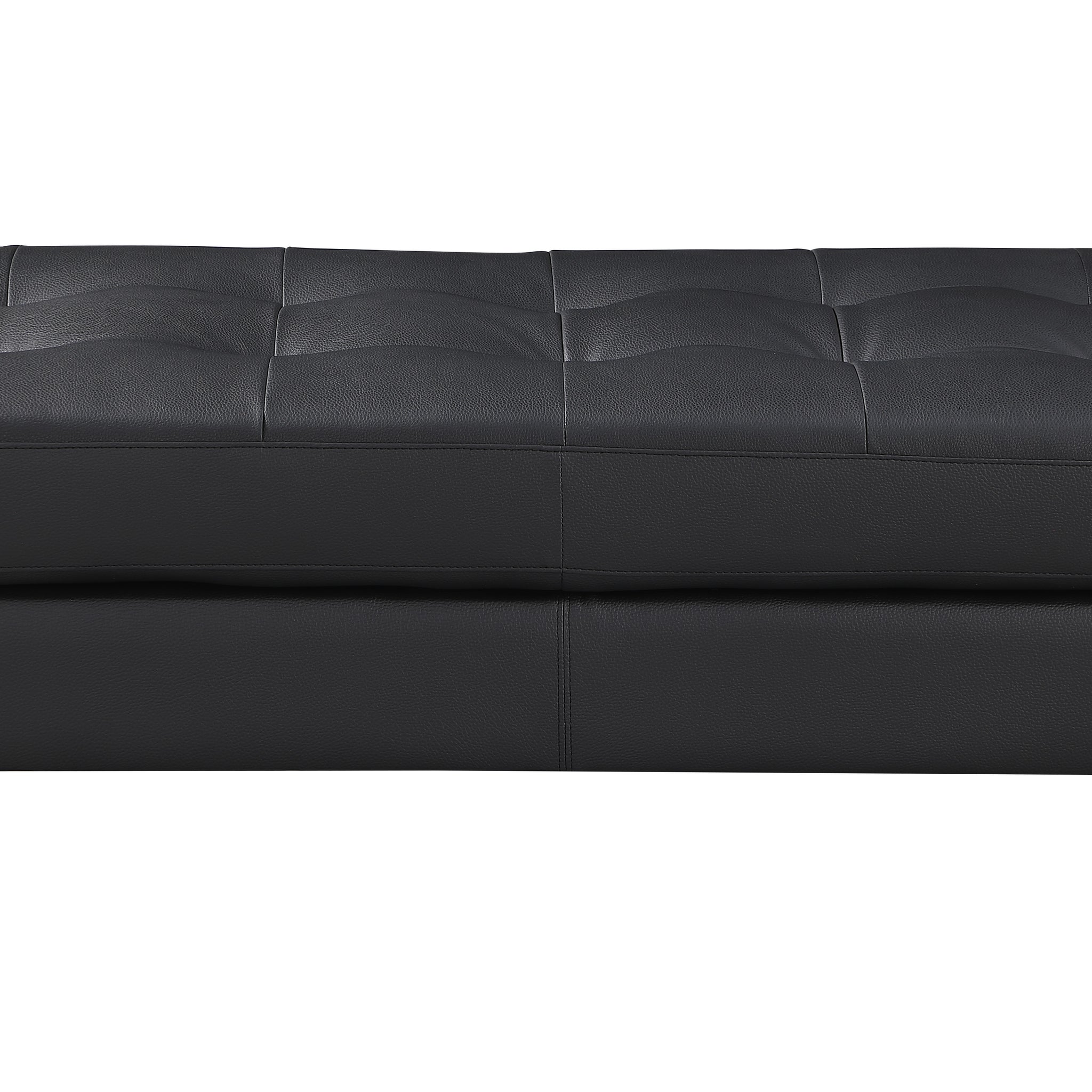 Genuine Leather Ottoman Black Foam Leather