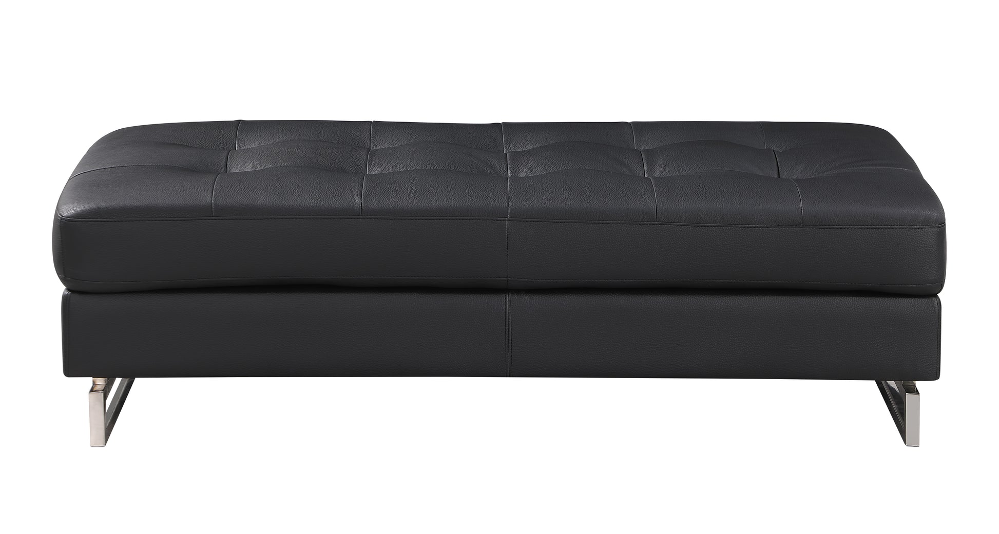 Genuine Leather Ottoman Black Foam Leather