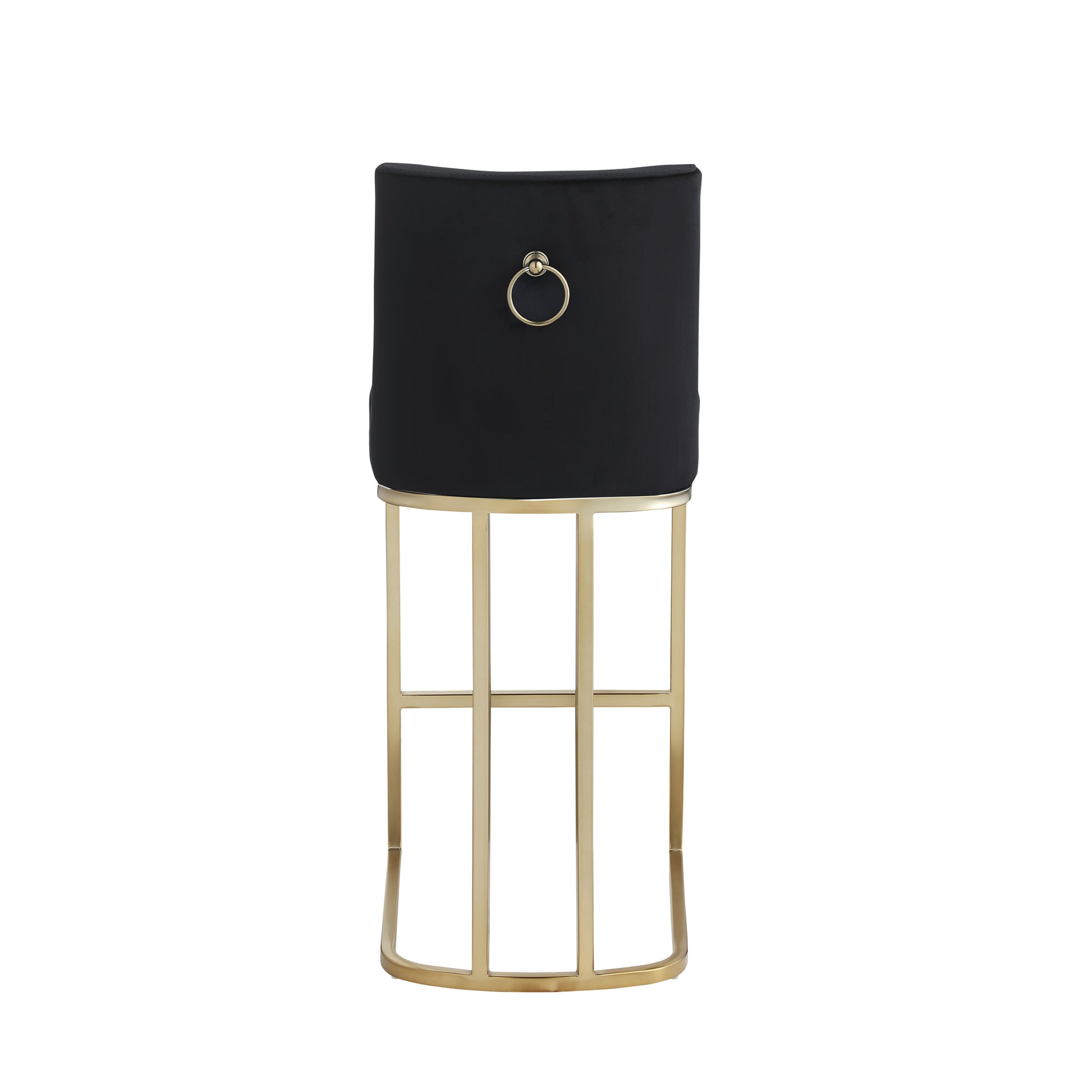 Bar Stools Set Of 2 Counter Height 26" Bar Stools With Back, Gold Brushed Barstools Modern Velvet Fabric Kitchen Stools For Counter Pub, Upholstered Dining Chairs Black Black Foam Metal