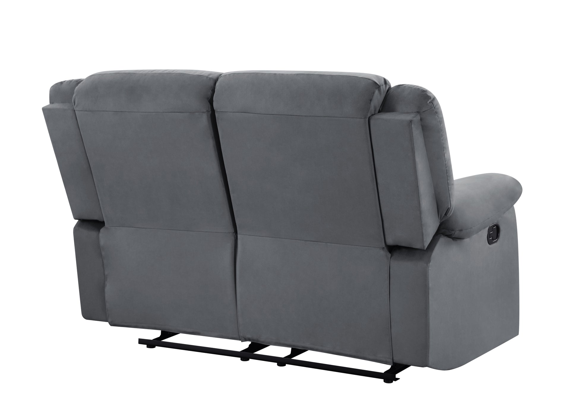 Transitional Microfiber Fabric Upholstered Loveseat Gray Foam Fabric