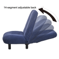 Single Sofa Reclining Chair Japanese Chair Lazy Sofa Tatami Balcony Reclining Chair Leisure Sofa Adjustable Chair Navy Blue Cotton Metal