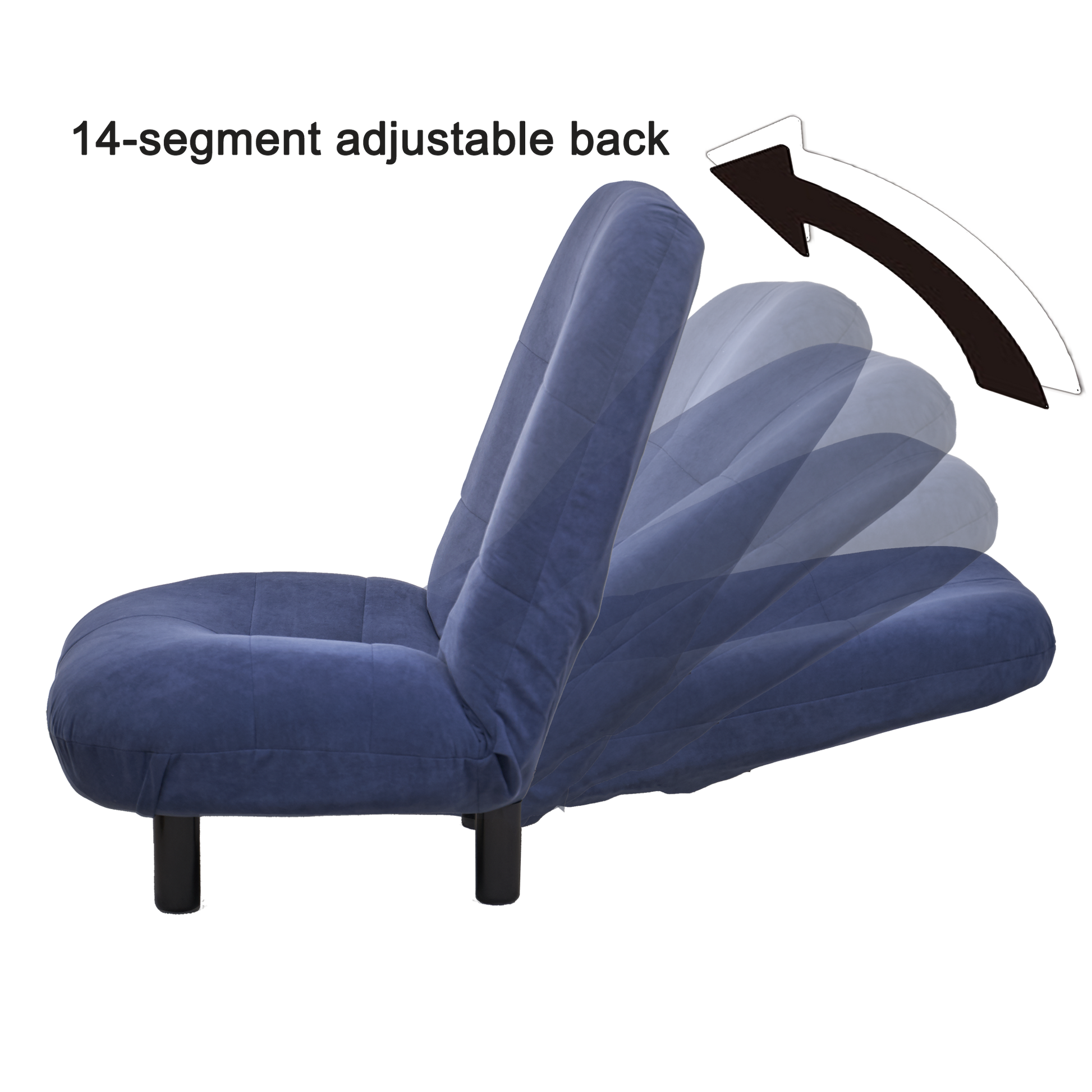 Single Sofa Reclining Chair Japanese Chair Lazy Sofa Tatami Balcony Reclining Chair Leisure Sofa Adjustable Chair Navy Blue Cotton Metal