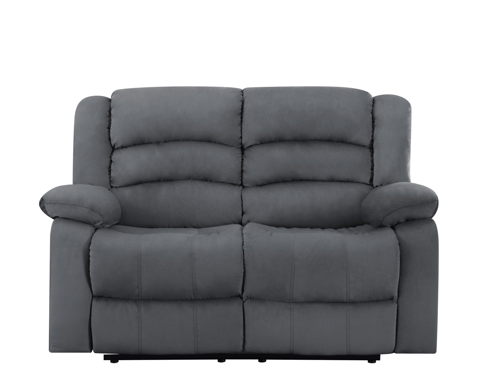 Transitional Microfiber Fabric Upholstered Loveseat Gray Foam Fabric