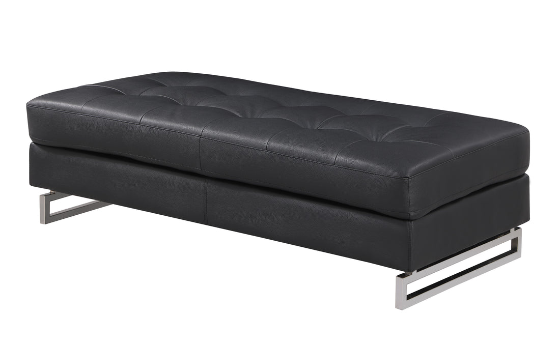 Genuine Leather Ottoman Black Foam Leather