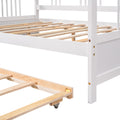 Full Size Daybed Wood Bed With Twin Size Trundle,White White Solid Wood