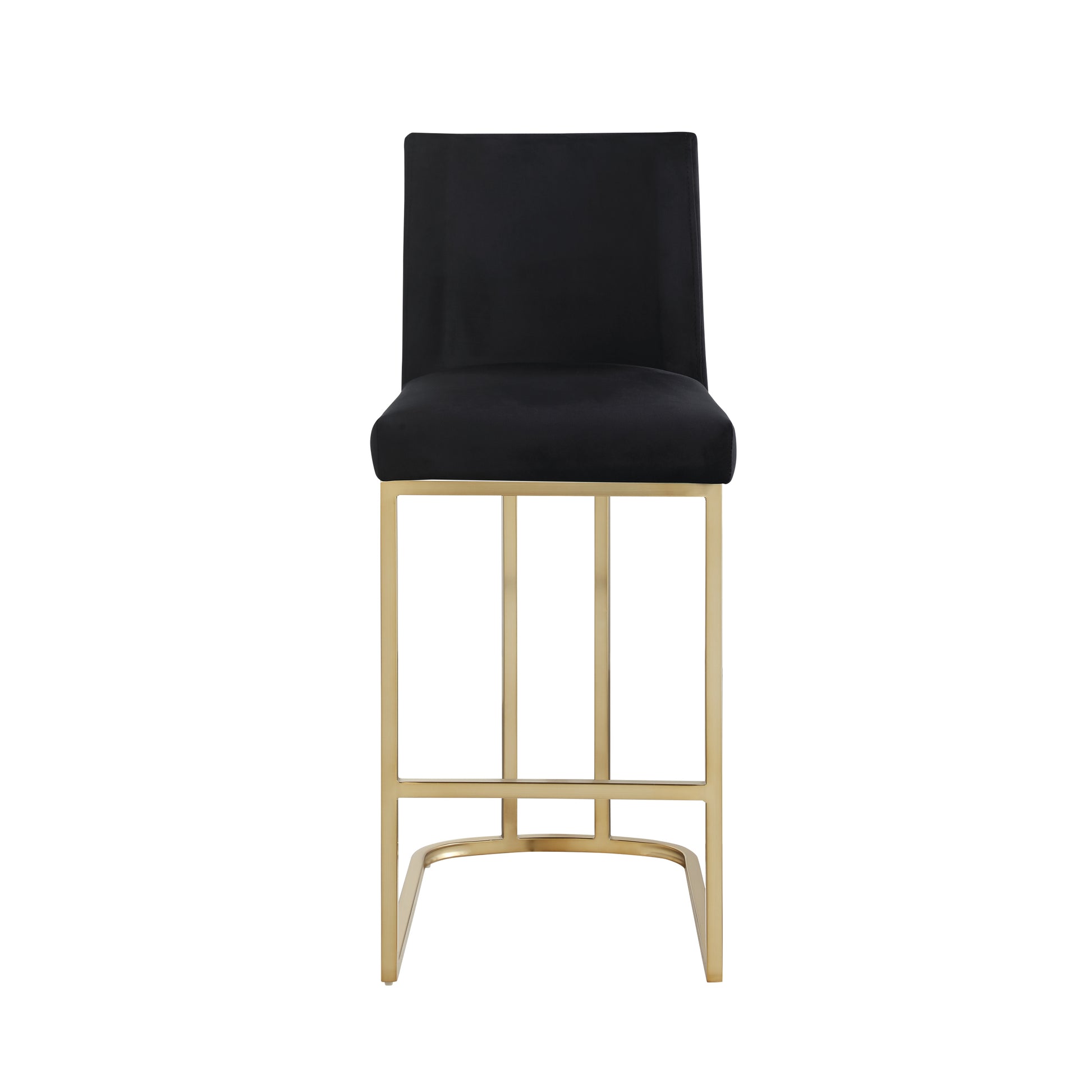 Bar Stools Set Of 2 Counter Height 26" Bar Stools With Back, Gold Brushed Barstools Modern Velvet Fabric Kitchen Stools For Counter Pub, Upholstered Dining Chairs Black Black Foam Metal