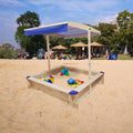 Children'S Wooden Sandbox With Adjustable Canopy, Sandpit With Covers Kids Wood Playset Outdoor Backyard Upgrade Retractable,45.3