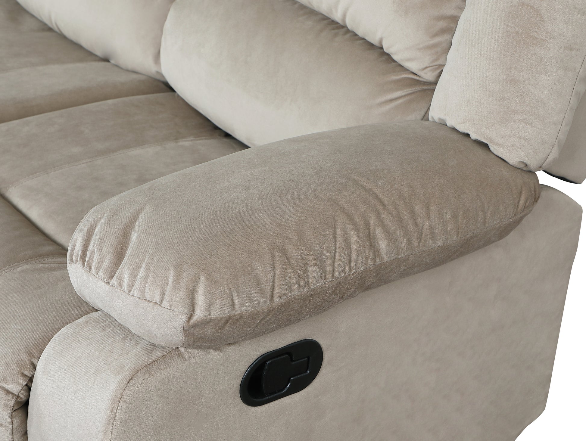 Transitional Microfiber Fabric Upholstered Loveseat Beige Foam Fabric
