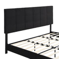 King Size Upholstered Platform Bed Frame With Linen Fabric Headboard, No Box Spring Needed, Wood Slat Support, Easy Assembly, Black Black Fabric
