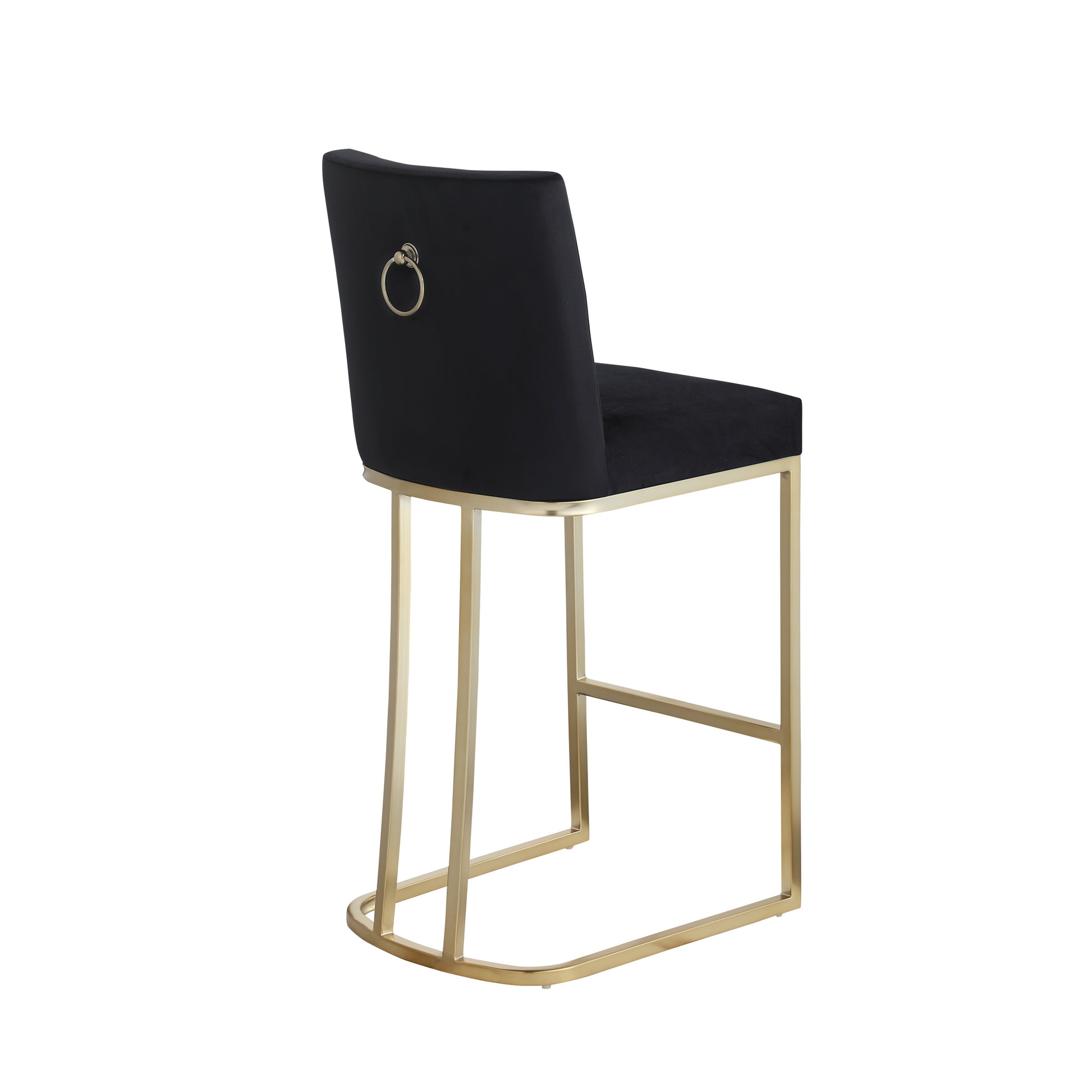 Bar Stools Set Of 2 Counter Height 26" Bar Stools With Back, Gold Brushed Barstools Modern Velvet Fabric Kitchen Stools For Counter Pub, Upholstered Dining Chairs Black Black Foam Metal