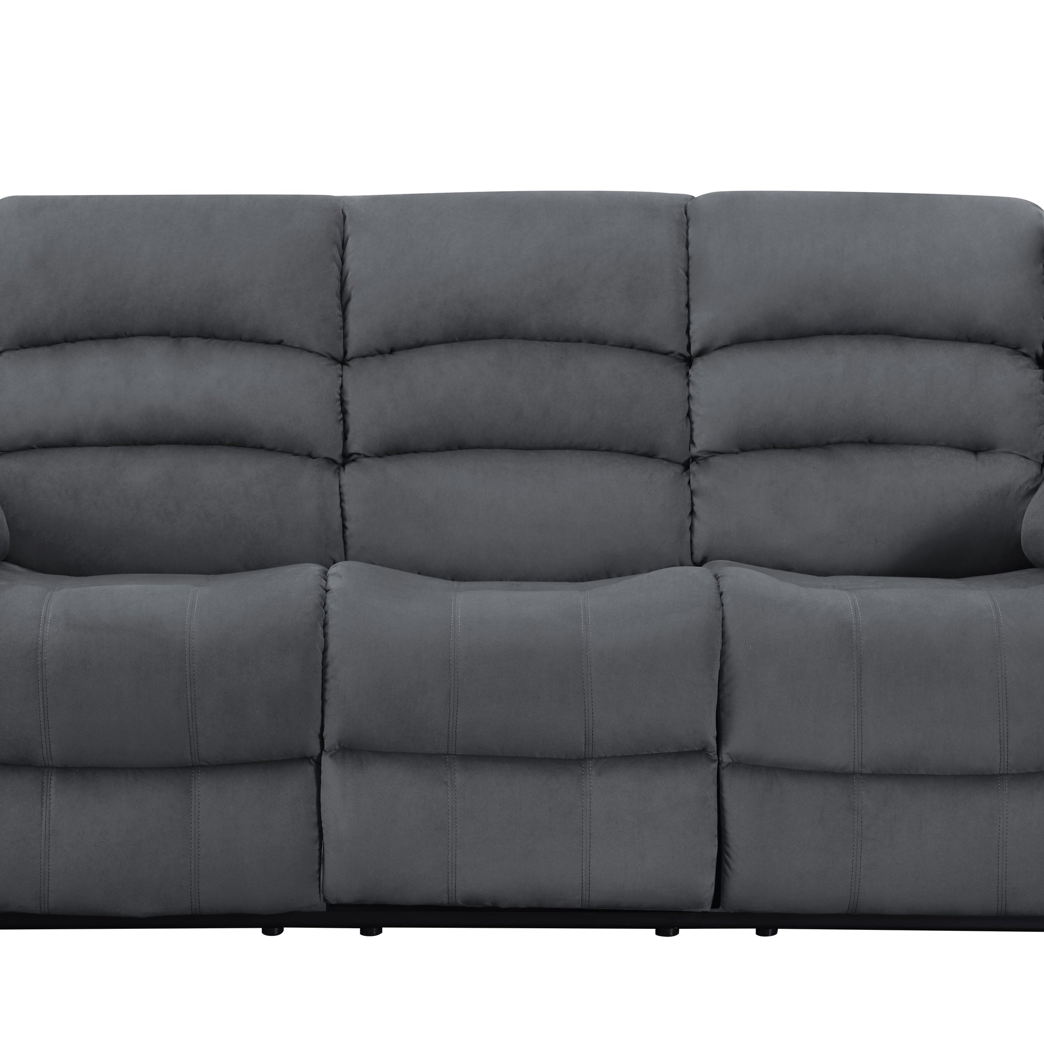 Transitional Microfiber Fabric Upholstered Sofa Gray Foam Fabric