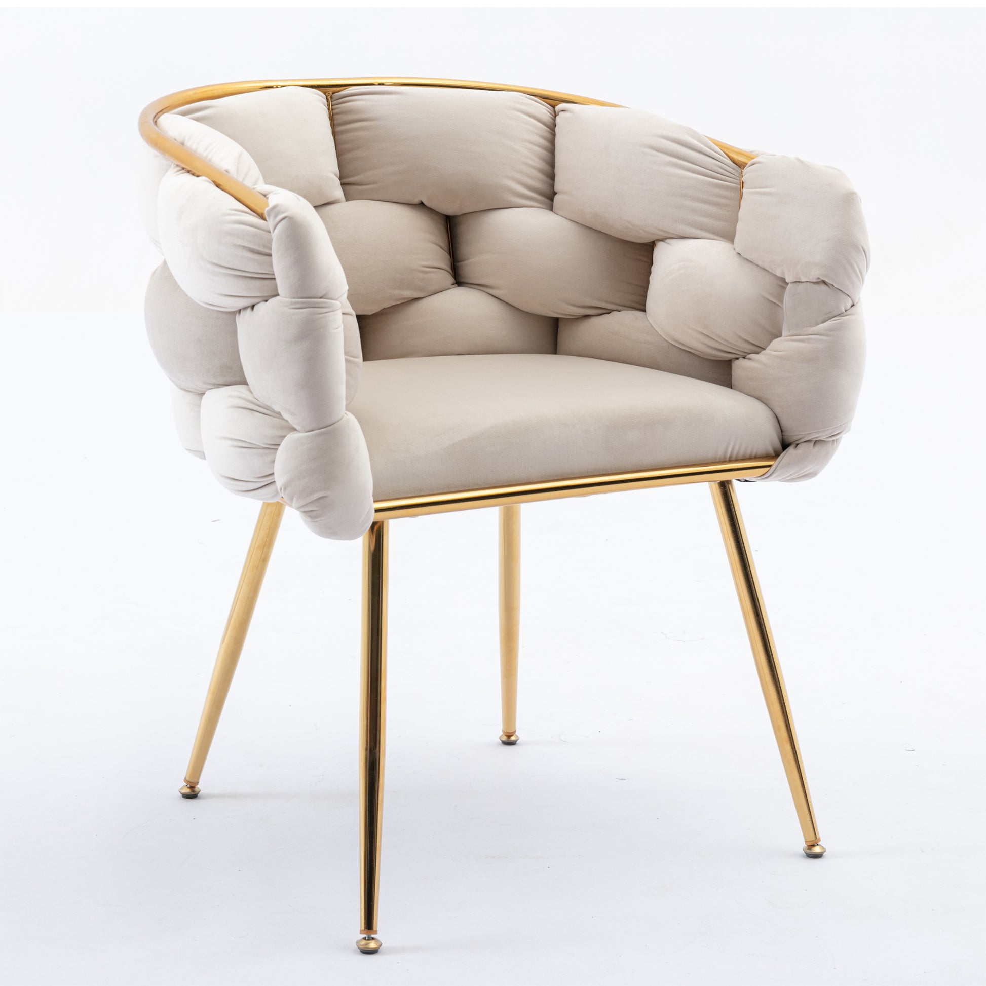 Luxury Modern Simple Leisure Velvet Single Sofa Chair Bedroom Lazy Person Household Dresser Stool Manicure Table Back Chair Beige Beige Velvet