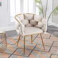 Luxury Modern Simple Leisure Velvet Single Sofa Chair Bedroom Lazy Person Household Dresser Stool Manicure Table Back Chair Beige Beige Velvet
