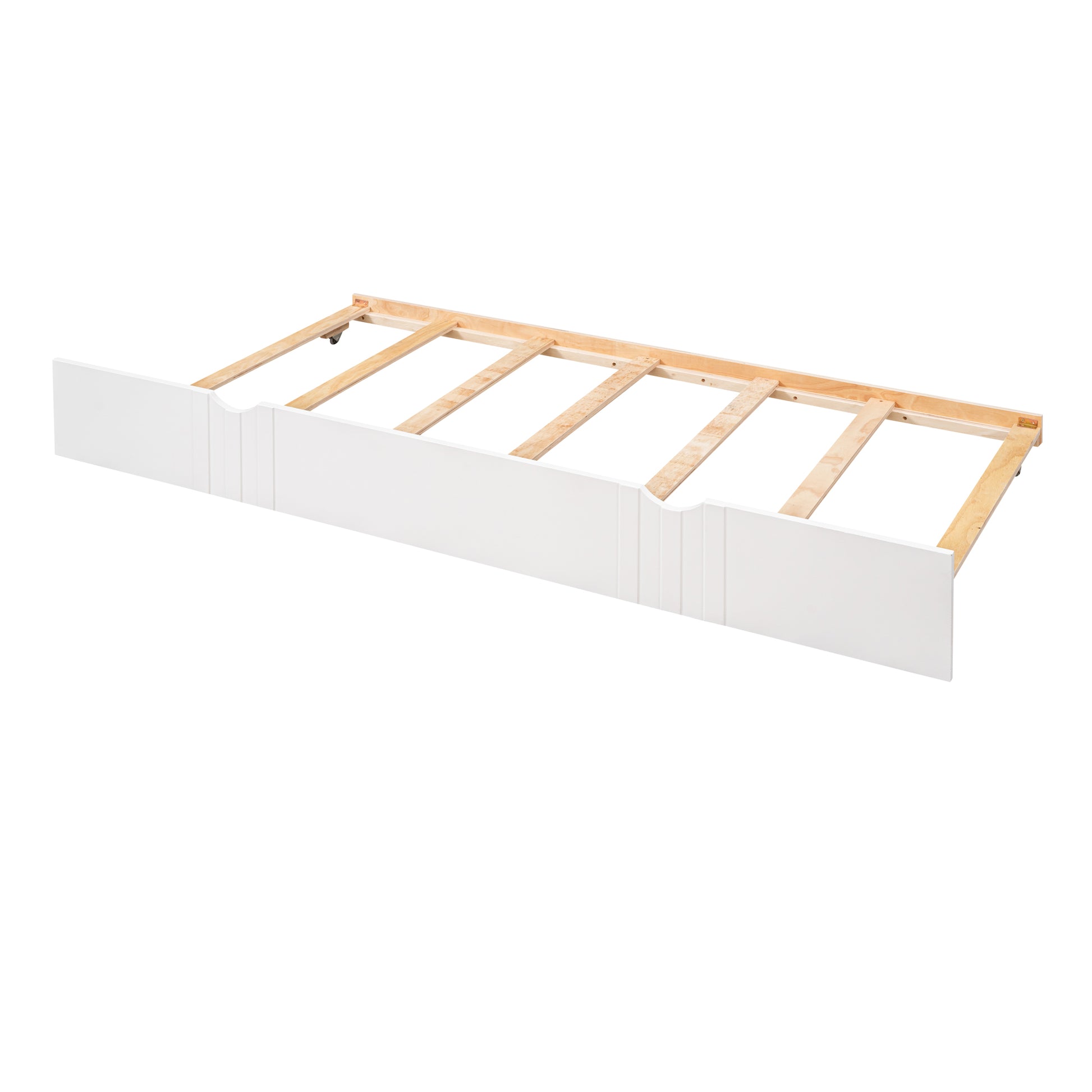 Full Size Daybed Wood Bed With Twin Size Trundle,White White Solid Wood