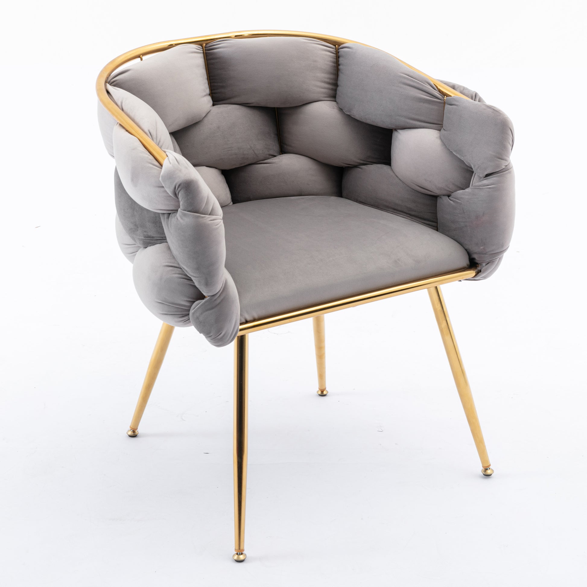 Luxury Modern Simple Leisure Velvet Single Sofa Chair Bedroom Lazy Person Household Dresser Stool Manicure Table Back Chair Gray Gray Velvet
