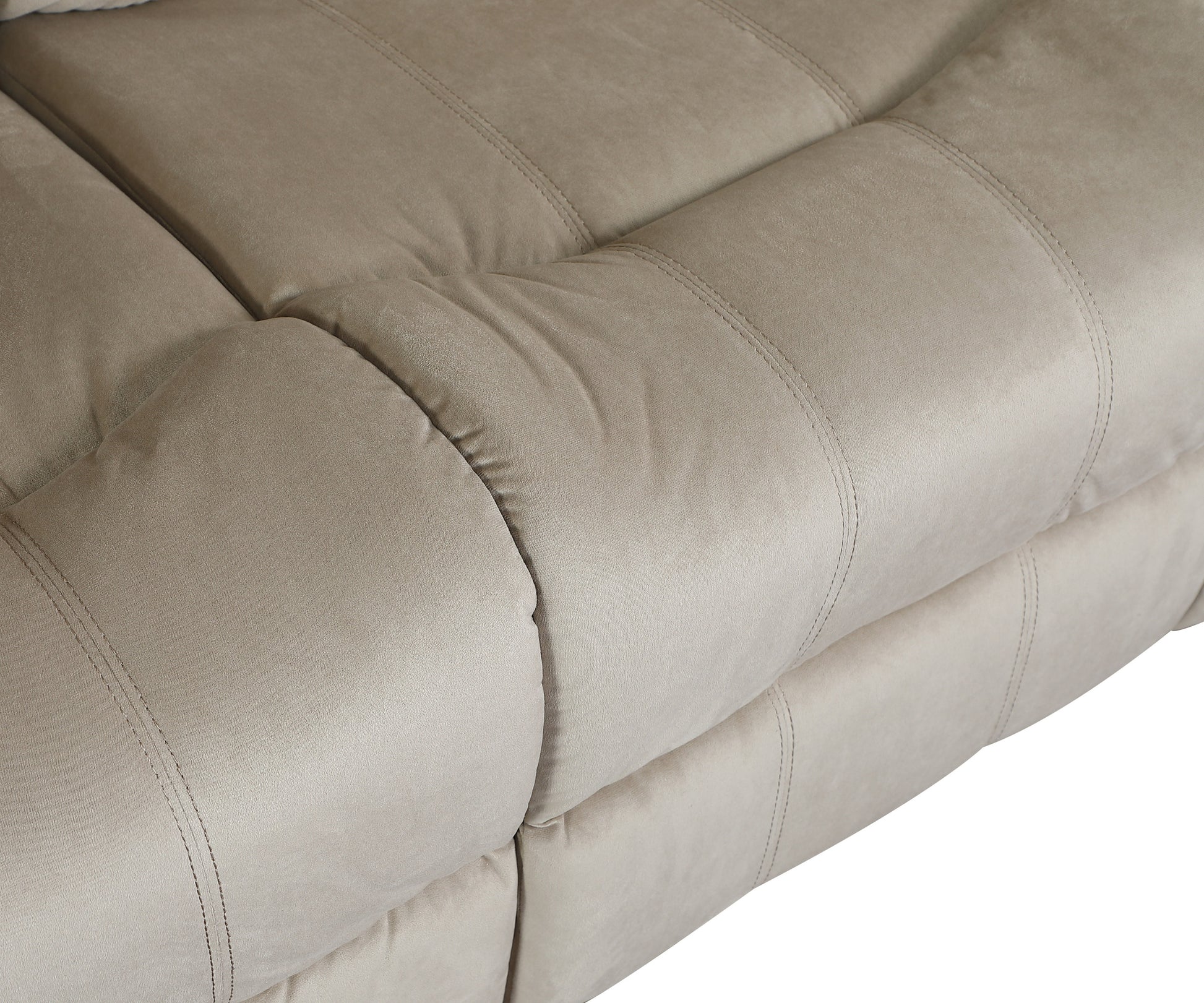 Transitional Microfiber Fabric Upholstered Sofa Beige Foam Fabric