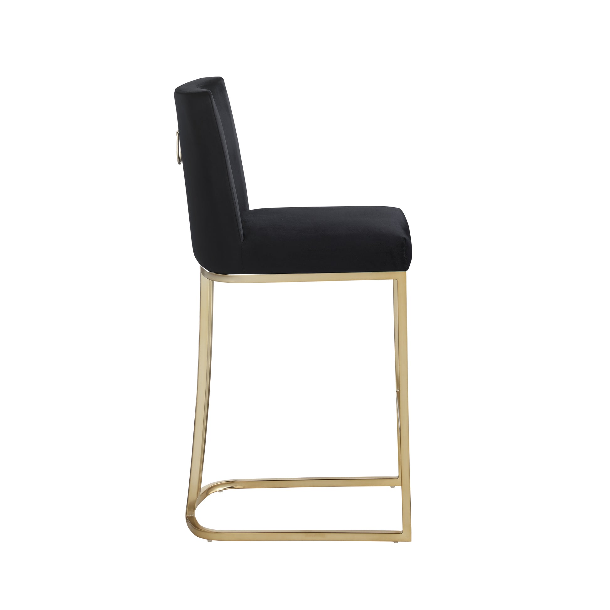 Bar Stools Set Of 2 Counter Height 26" Bar Stools With Back, Gold Brushed Barstools Modern Velvet Fabric Kitchen Stools For Counter Pub, Upholstered Dining Chairs Black Black Foam Metal