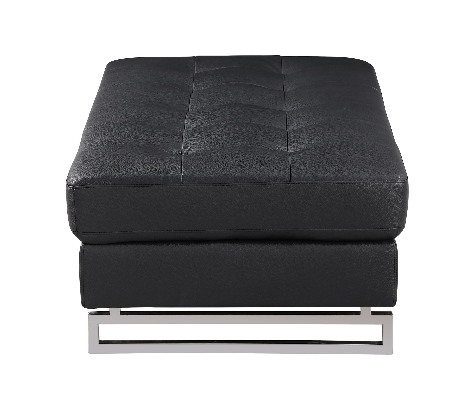 Genuine Leather Ottoman Black Foam Leather