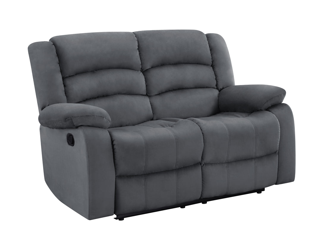 Transitional Microfiber Fabric Upholstered Loveseat Gray Foam Fabric