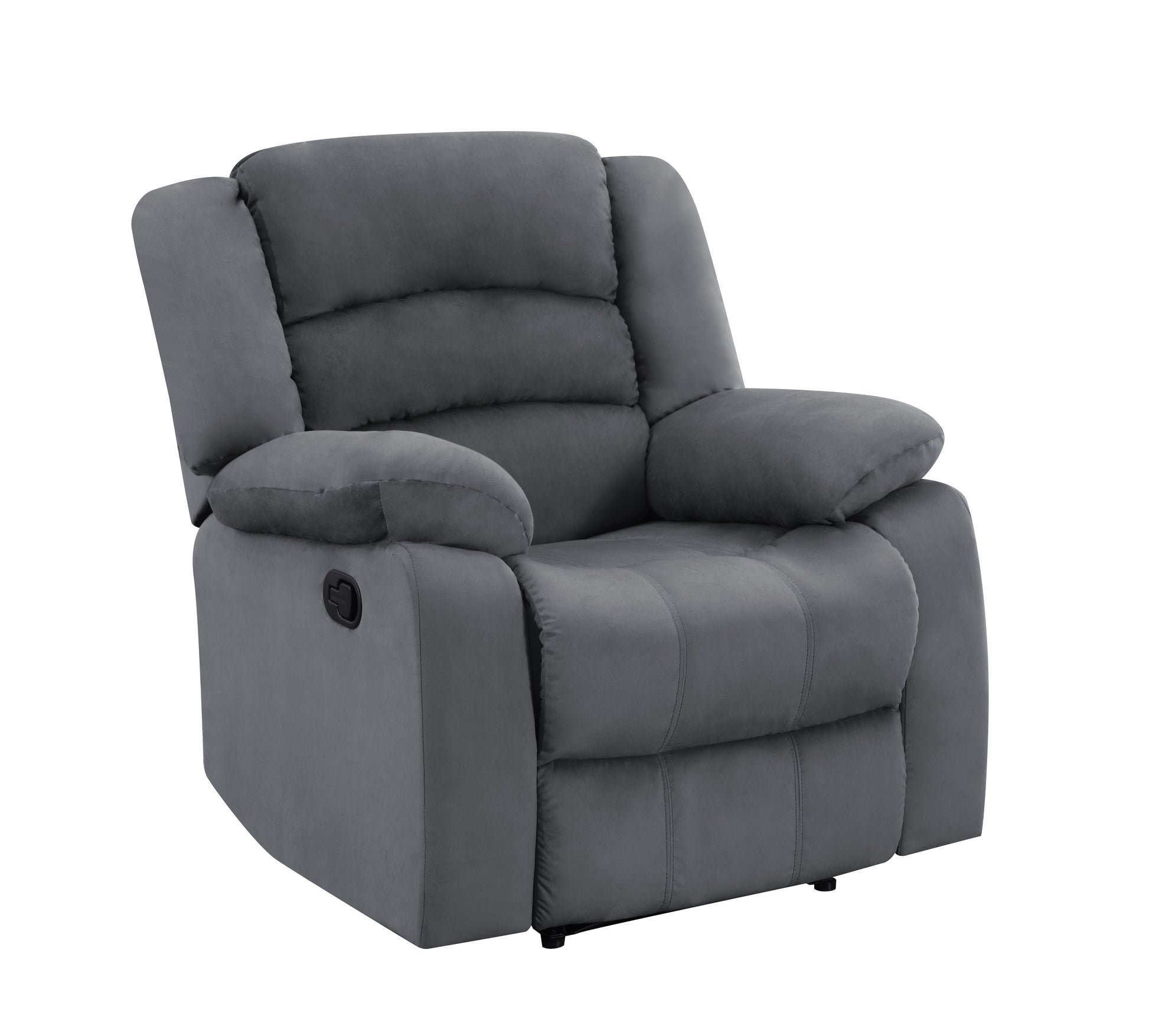 Transitional Microfiber Fabric Recliner Chair Gray Foam Fabric