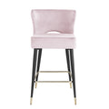 Woker Furniure Contemporary Velvet Upholstered Counter Height Stool With Gold Tipped, Black Metal Legs, 22