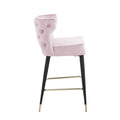 Woker Furniure Contemporary Velvet Upholstered Counter Height Stool With Gold Tipped, Black Metal Legs, 22