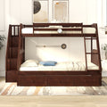 Twin Over Full Bunk Bed With Drawers Ladder And Storage Staircase, Espresso Espresso Solid Wood Mdf