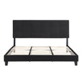 King Size Upholstered Platform Bed Frame With Linen Fabric Headboard, No Box Spring Needed, Wood Slat Support, Easy Assembly, Black Black Fabric