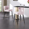 Woker Furniure Contemporary Velvet Upholstered Counter Height Stool With Gold Tipped, Black Metal Legs, 22