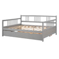 Full Size Daybed Wood Bed With Twin Size Trundle,Gray Gray Solid Wood