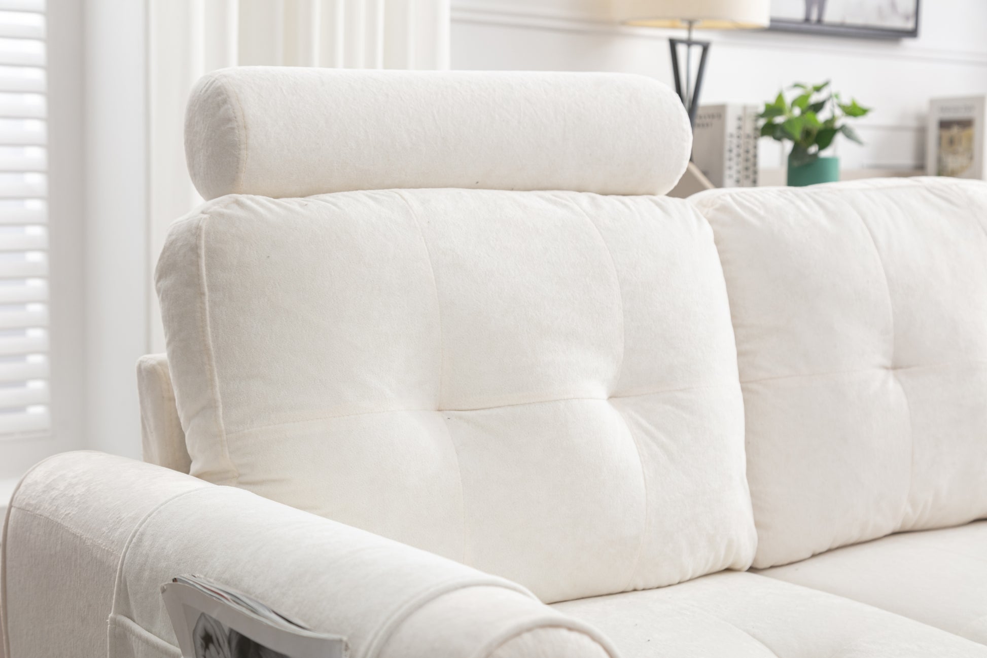 United We Win Storage Sofa Living Room Sofa Cozy Sectional Sofa White Polyester