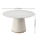 53 Inch Round Sintered Stone Carrara White Dining Table White Metal & Wood Metal