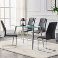 Modern Dining Chairs With Faux Leather Padded Seat Dining Living Room Chairs Upholstered Chair With Metal Legs Design For Kitchen, Living, Bedroom, Dining Room Side Chairs Set Of 8 Grey Pu C 001 Grey Foam Pu