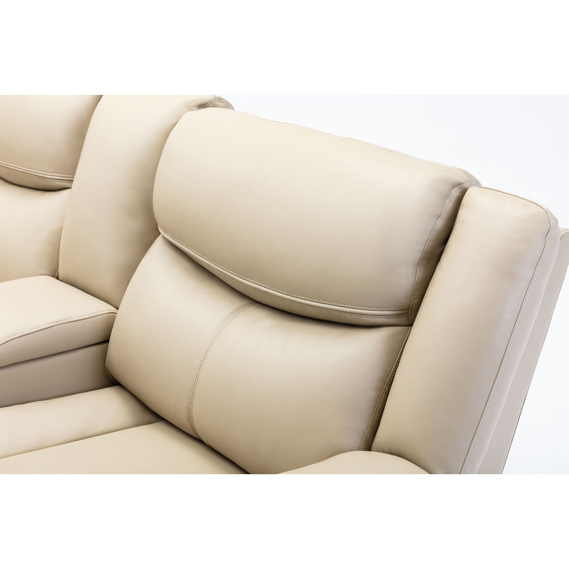 L Shapeleather Power Reclining Sectional Sofa Set With Usb Port, Cream Cream Leather